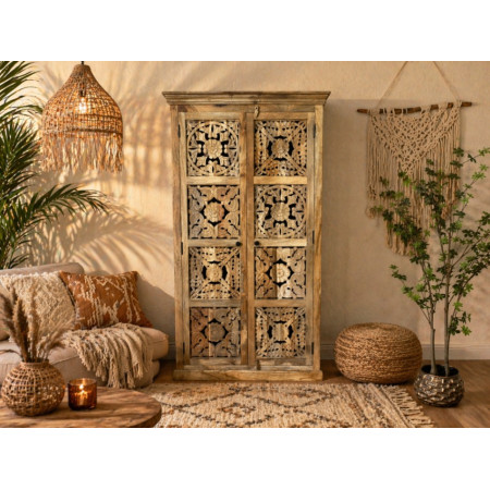 Armoire Sculptée Ajourée en Bois de...