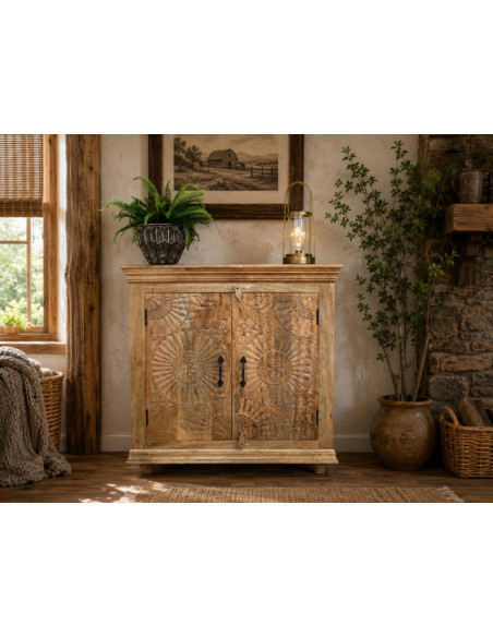 Buffet Sculpté en Bois de Manguier
