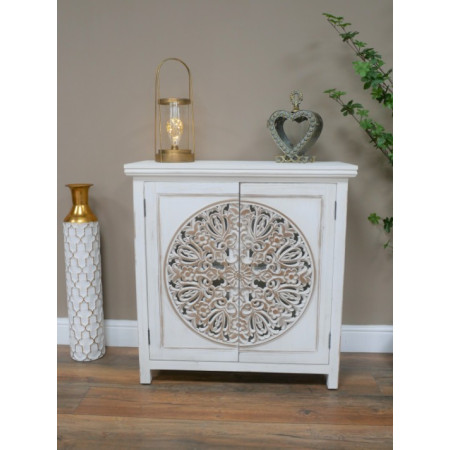 Armoire Sculptée Blanche en Bois de...