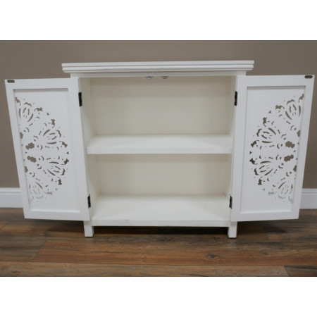 Armoire Sculptée Blanche en Bois de...