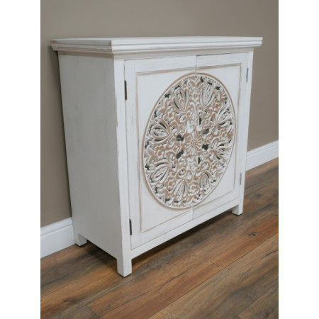 Armoire Sculptée Blanche en Bois de...