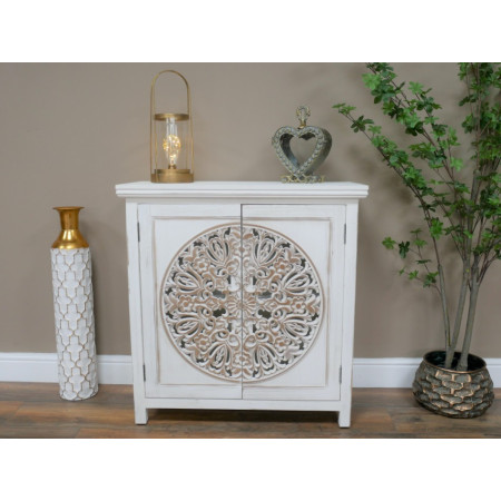 Armoire Sculptée Blanche en Bois de...