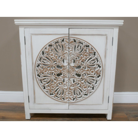 Armoire Sculptée Blanche en Bois de...