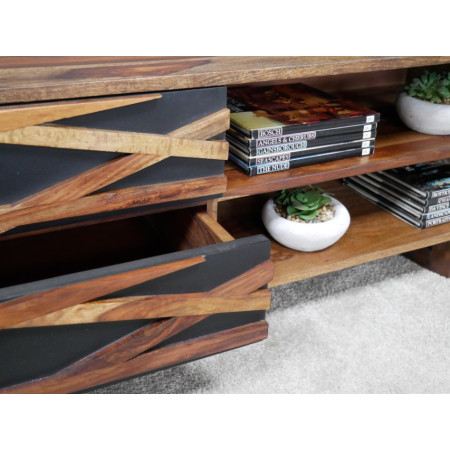 Meuble TV Graphique en Bois de Sheesham