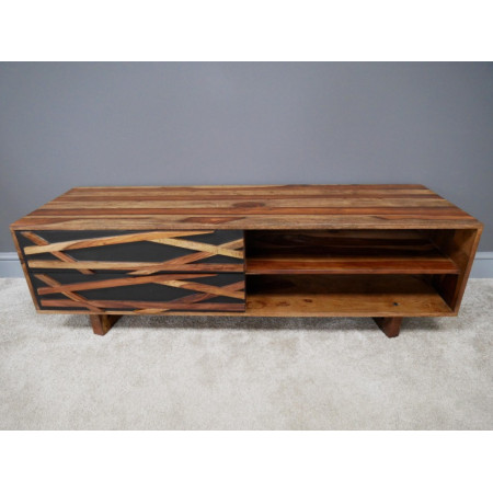 Meuble TV Graphique en Bois de Sheesham