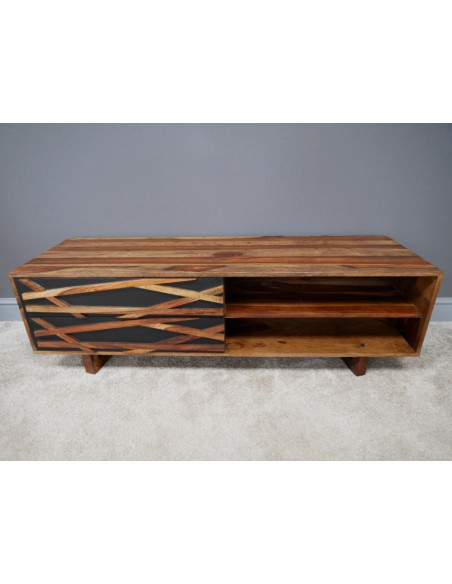 Meuble TV Graphique en Bois de Sheesham
