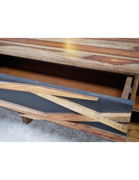 Meuble TV Graphique en Bois de Sheesham