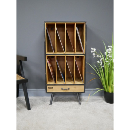 Bibliothèque Vinyles Vintage en Bois...