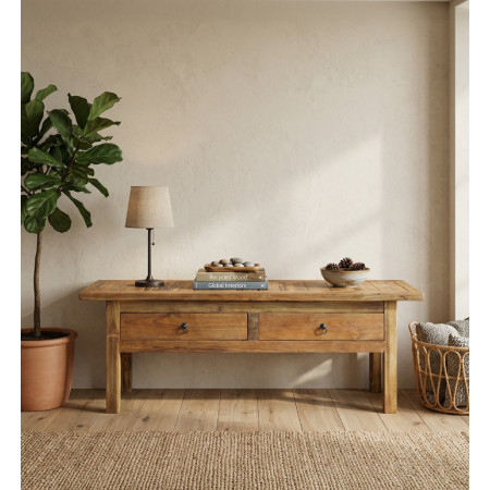 Table basse rustique en teck massif...