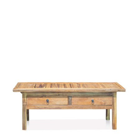 Table basse rustique en teck massif...