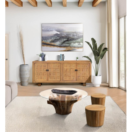 Table basse racine en teck blanchi...