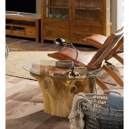 Table basse racine en teck blanchi...