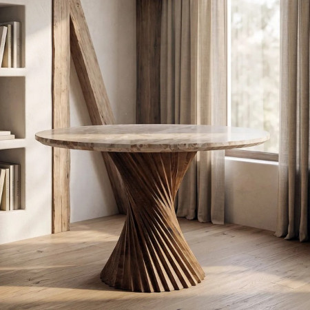 Table à Manger Ronde Sculpturale en...