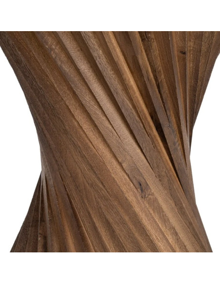 Table à Manger Ronde Sculpturale en Marbre Naturel & Bois de Manguier Ø120 cm