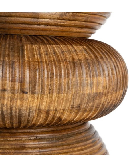 Table à Manger Ronde Signature en Marbre Naturel & Bois de Manguier Ø120 cm