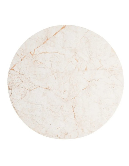 Table à Manger Ronde Signature en Marbre Naturel & Bois de Manguier Ø120 cm