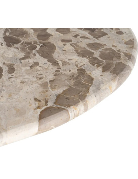 Table à Manger Ronde Facettée en Marbre Naturel & Bois de Manguier Ø120 cm