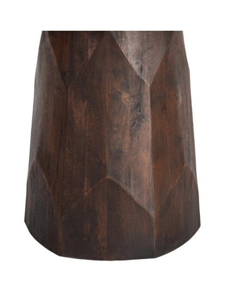Table à Manger Ronde Facettée en Marbre Naturel & Bois de Manguier Ø120 cm