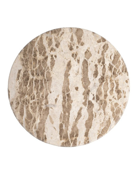 Table à Manger Ronde Facettée en Marbre Naturel & Bois de Manguier Ø120 cm