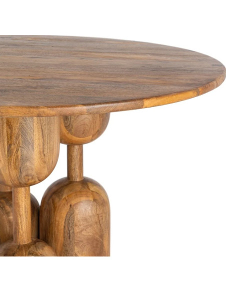 Table à Manger Ronde Totem en Bois de Manguier Ø120 cm