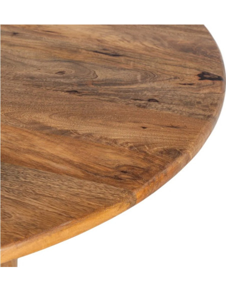Table à Manger Ronde Totem en Bois de Manguier Ø120 cm