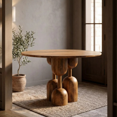 Table à Manger Ronde Totem en Bois de...