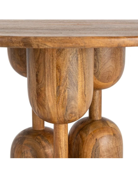 Table à Manger Ronde Totem en Bois de Manguier Ø120 cm