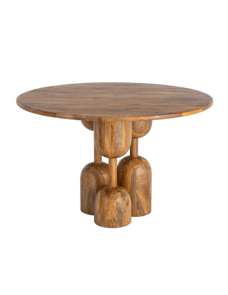 Table à Manger Ronde Totem en Bois de Manguier Ø120 cm