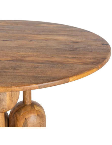 Table à Manger Ronde Totem en Bois de Manguier Ø120 cm