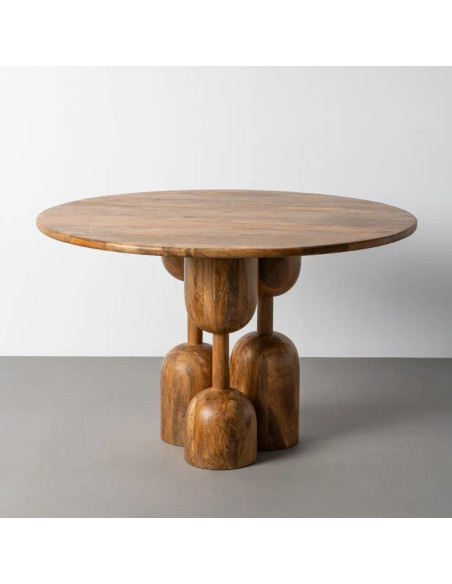 Table à Manger Ronde Totem en Bois de Manguier Ø120 cm
