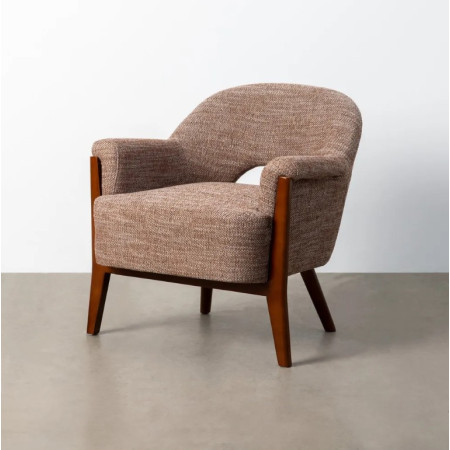 Fauteuil en tissu beige et bois – 75...