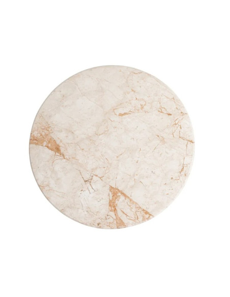 Table Basse Ronde Signature en Marbre Naturel & Bois de Manguier Ø80 cm
