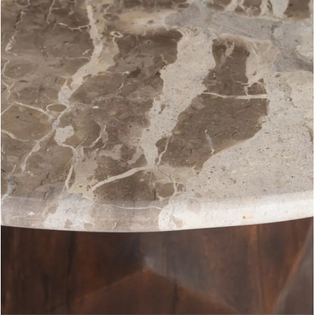 Table Basse Ronde Facettée en Marbre...