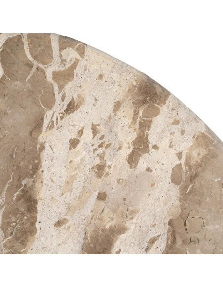 Table Basse Ronde Facettée en Marbre Naturel & Bois de Manguier Ø90 cm