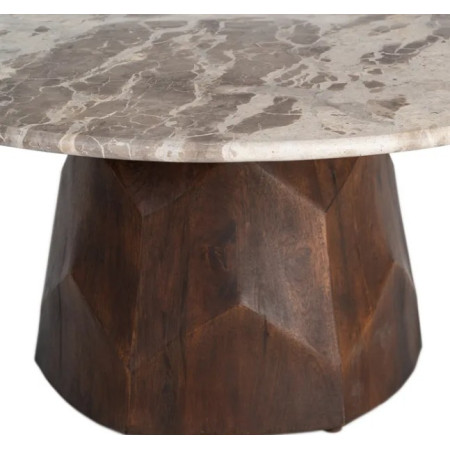 Table Basse Ronde Facettée en Marbre...