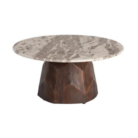 Table Basse Ronde Facettée en Marbre...