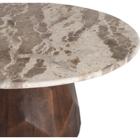 Table Basse Ronde Facettée en Marbre...