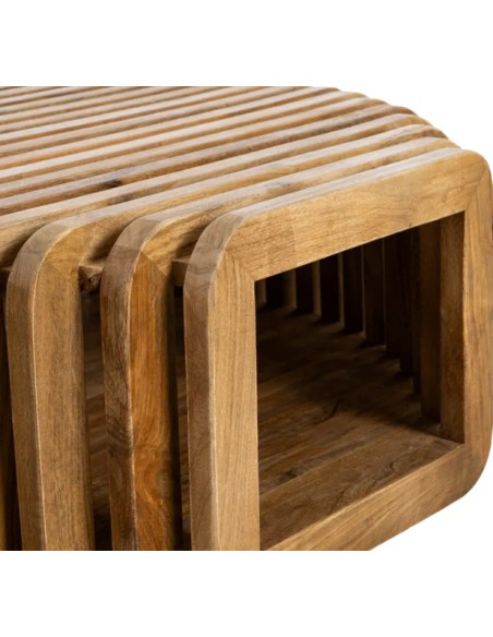Table Basse Héli en Bois de Manguier avec Rangement