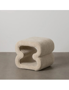 Pouf en Tissu Beige 45 cm