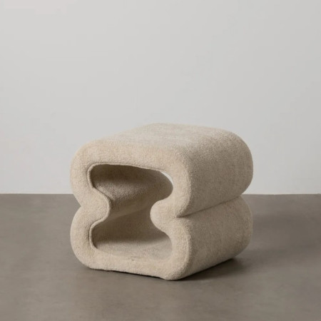 Pouf en Tissu Beige 45 cm