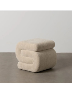 Pouf en Tissu Beige 51 cm