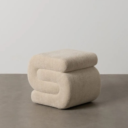 Pouf en Tissu Beige 51 cm