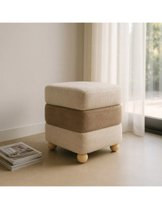 Pouf en Tissu Beige et...