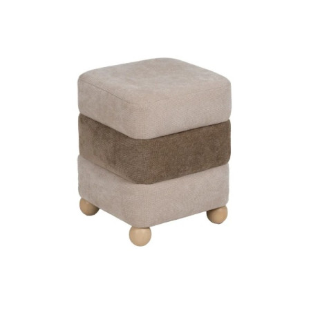 Pouf en Tissu Beige et Marron 50 cm