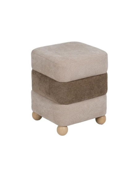 Pouf en Tissu Beige et Marron 50 cm