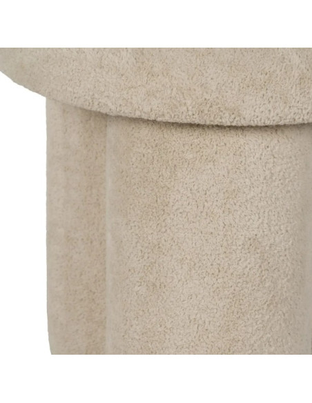 Pouf en Tissu Beige Rond 41 cm