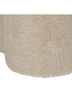 Pouf en Tissu Beige Rond 41 cm 2