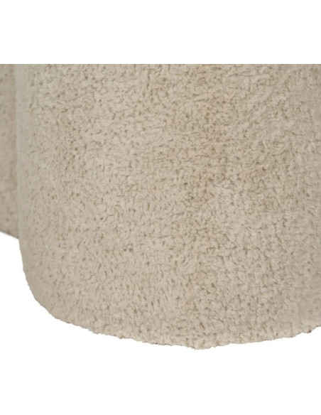 Pouf en Tissu Beige Rond 41 cm