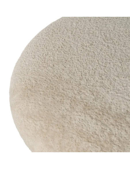 Pouf en Tissu Beige Rond 41 cm
