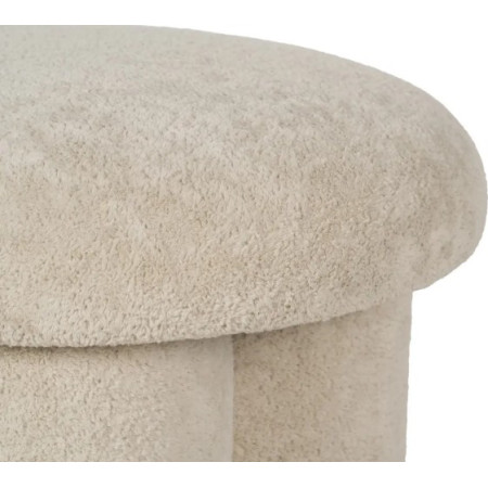 Pouf en Tissu Beige Rond 41 cm
